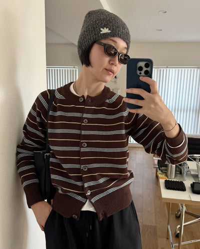 Striped Round Cardigan
