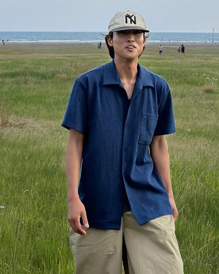 Pocket collar short-sleeved shirt