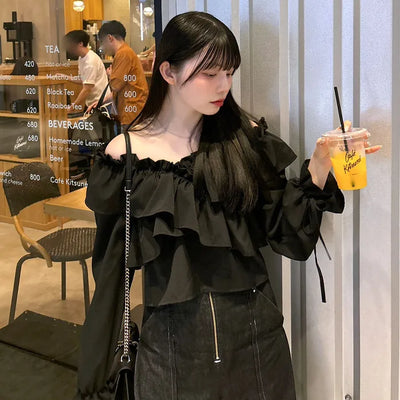 Ruffled Cropped Blouse