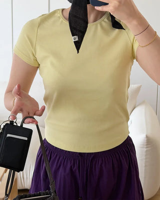 Back panel line short-sleeved T-shirt