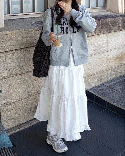 Can-can frill long skirt