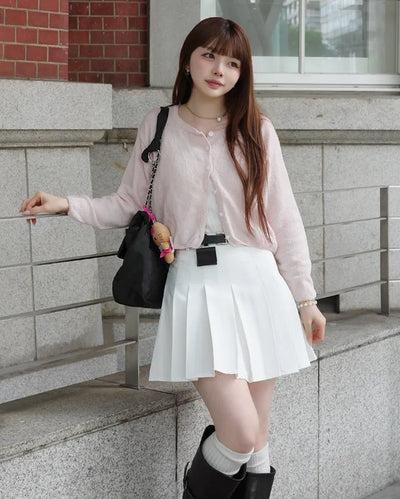 Round neck basic cardigan