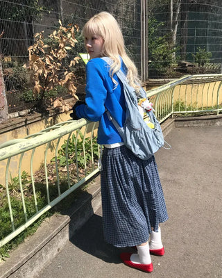 Vintage check midi skirt