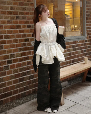 Camouflage Cargo Wide Pants