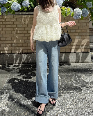 Semi-bootcut denim pants