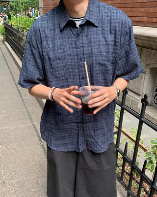 Checked short-sleeved shirt