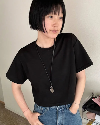 Basic semi-cropped T-shirt