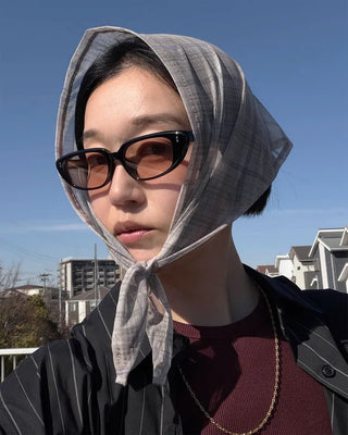 Checked sheer scarf