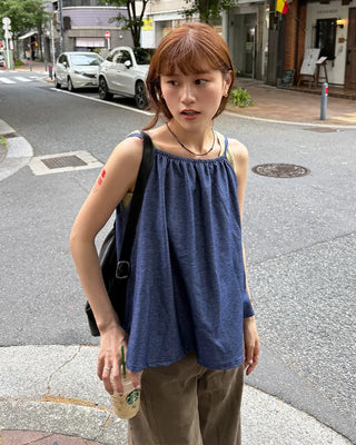 Denim ribbon camisole