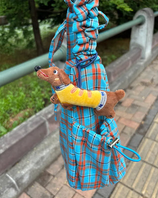 Checked gathered shoulder bag