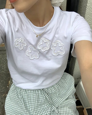 Flower Round Neck Half Sleeve T-Shirt