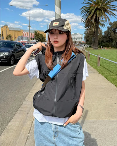 Double-zip hooded vest