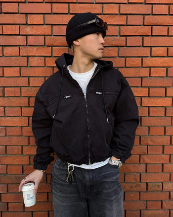 Pigment-dyed hooded jacket
