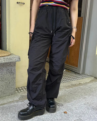 Side Shirring Ribbon Cargo Pants