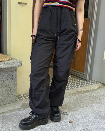 Side Shirring Ribbon Cargo Pants