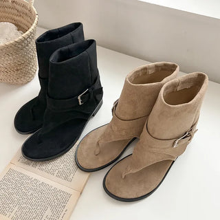 Suede Thong Boot Sandals