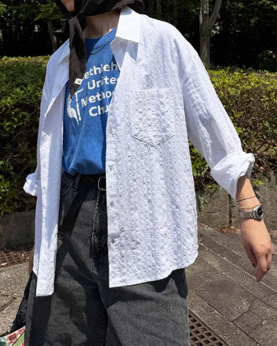 Seersucker check shirt