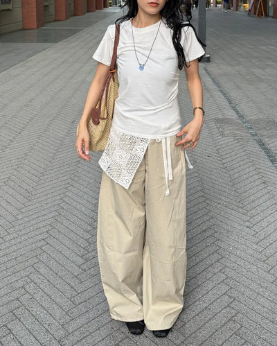 Balloon waist elastic pants