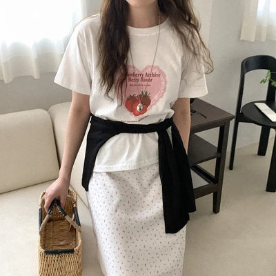 [3 colors] Minimal U-neck plain cap sleeve short-sleeve T-shirt
