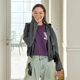 Checked string hooded shirt