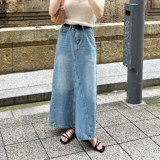 Casual denim long skirt