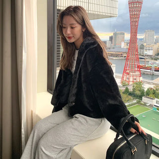 High-neck fur jacket