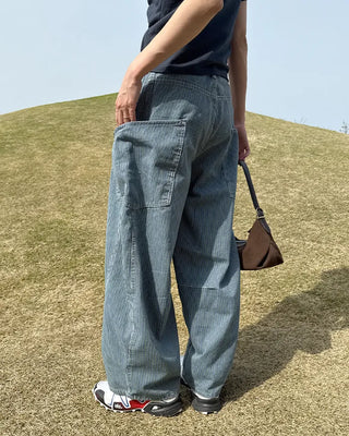 Slit patch pocket denim pants