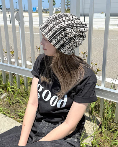 Patterned Stripe Beanie