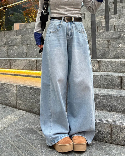 Oversized wide-leg denim pants