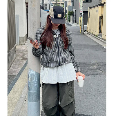 (Unisex) Check Hooded Parka