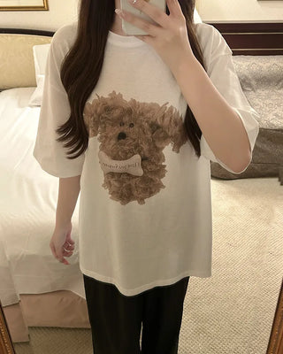 Oversized puppy half-sleeve t-shirt