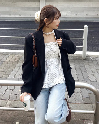 Scarf set with polka dot design sleeveless top