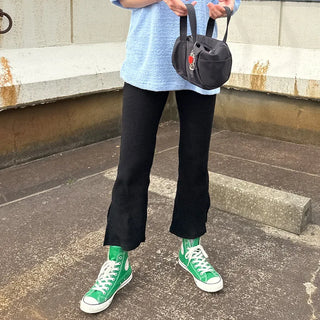 Side-slit bootcut pants
