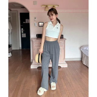 Striped wide-leg pants