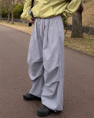 Color-block striped pants