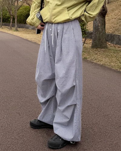 Color-block striped pants