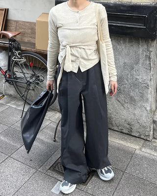 Basic pintuck cotton pants