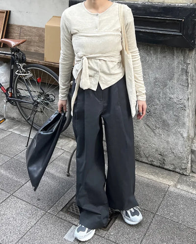 Basic pintuck cotton pants