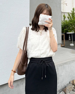 Lace frill blouse set