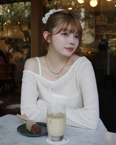 Lace sleeveless top & T-shirt set