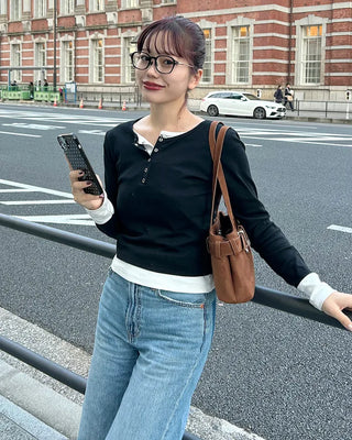 Layered long-sleeve T-shirt