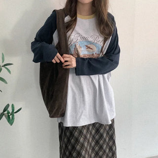 Printed raglan oversized T-shirt