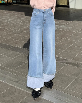 Wide bootcut denim pants