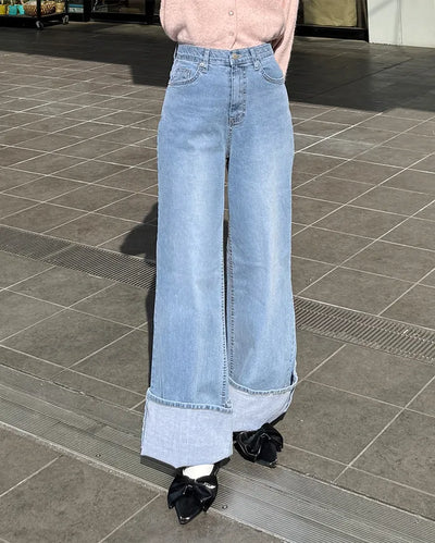 Wide bootcut denim pants