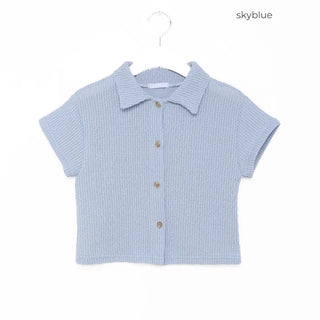 Cropped knit color cardigan