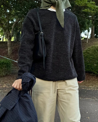 Crew neck ribbed long t-shirt
