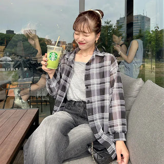 Loose check shirt