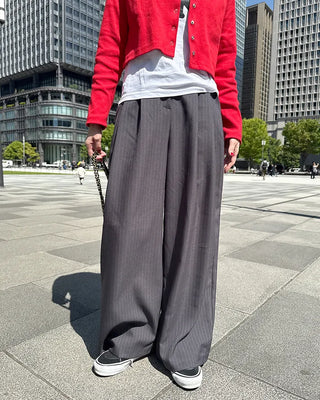 Pintuck striped wide slacks