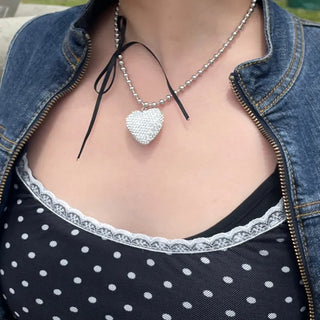 Big Heart Ribbon Necklace