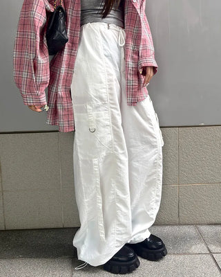Wide-fit pants with string waistband
